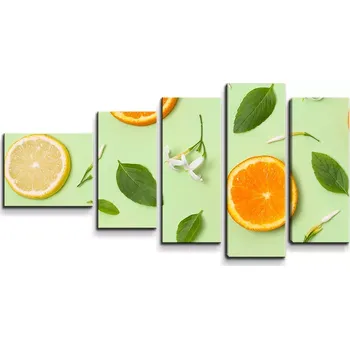 Obraz Sablio Obraz - 5-dílný Citrus a květ - 100x60 cm