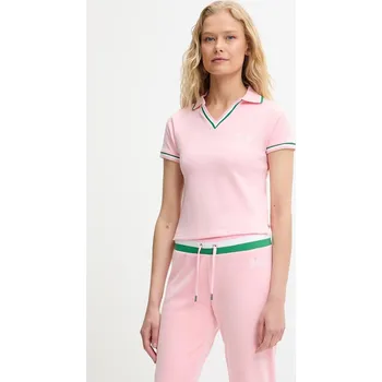 Dámské tričko Polo tričko Juicy Couture SHRUNKEN POLO TEE dámské, růžová barva, JCWCT225355 30X, vel. S