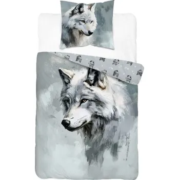 Povlečení DETEXPOL Povlečení Vlk akvarel Bavlna, 140/200, 70/80 cm