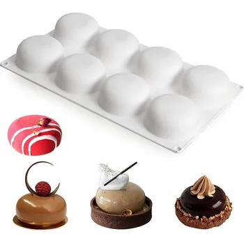 Forma na pečení Silikonová forma 3D na zmrzlinu, pudink, dorty a pěny - 8 otvorů