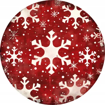 prostírání Vánoční prostírání pod talíře 4 ks Ozdobné Sněhové Vločky na červeném pozadí