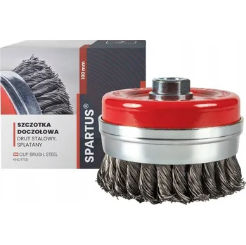 Drátěný kartáč Čelní kartáč 100 mm, ocelový drát splétaný 0,5 mm, závit M14 SPARTUS