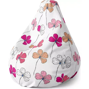 Sedací pytel Sablio Sedací vak Pear Růžové kvítí - 70 x 95 x 15 cm