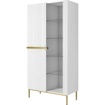 Knihovna BOGART. Vitrína Nicole, bílá matná / zlaté nohy