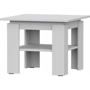 Konferenční stolek KONFERENČNÍ STOLEK S POLICÍ BÍLÝ ČTVEREC 55cm DO OBÝVÁKU ZESÍLENÝ RÁMEM