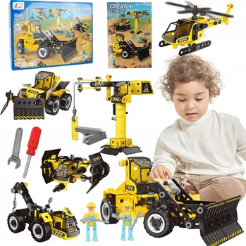 ostatní stavebnice Sada Velké Kreativní Stavebnice Stavebnice Stroje Vozidla 6v1 Dárek