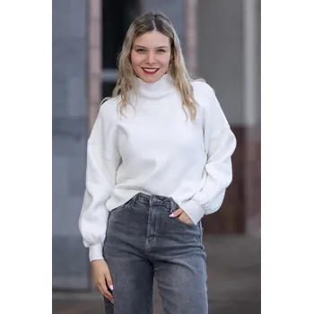 Dámský svetr Z STUDIO Krátký svetr BEST [ZS5179] Barva: Bílá, Velikost: UNI: S-XL