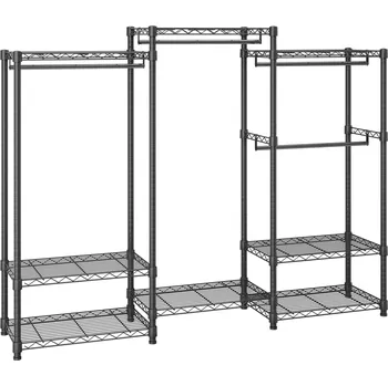 Věšák Vevor Stojan na oblečení, 4 tyče, 8 polic, na kolečkách, nosnost 362.9kg