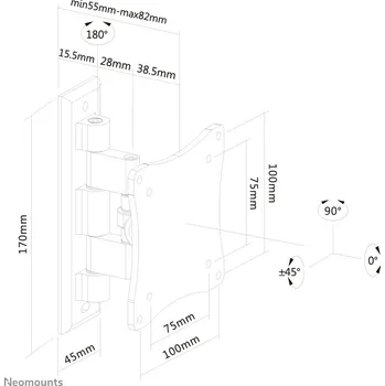 Držák monitoru Nástěnný držák na monitor NewStar FPMA-W810BLACK 10-27" do 12 kg