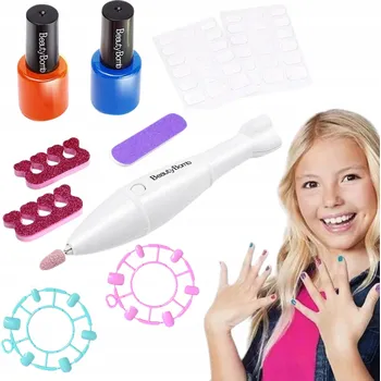 Sada na nehty pro děti: Laky, frézka, pilník, Samolepky a tipy