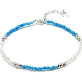 Náramek Stříbrný náramek s perličkami a modrým howlitem