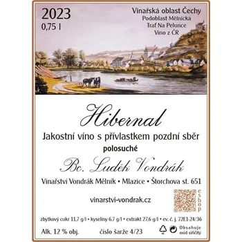 Hibernal 2023, pozdní sběr, Vinařství Vondrák Mělník, polosuché