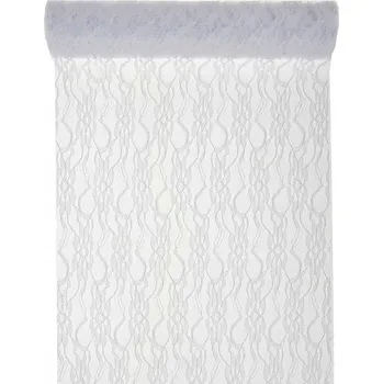 ubrus Bílý krajkový běhoun na stůl, dekorace 0,3 x 5 m