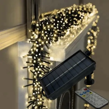 Vánoční dekorace Venkovní LED solární vánoční řetěz - ježek 500 LED/15 m s propojovacím systémem, ovladačem, časovačem a regulací intenzity svícení bílá studená