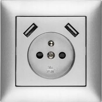 Elektrická zásuvka Elektrická Zásuvka USB nástěnná Elektro-Plast Nasielsk stříbrná