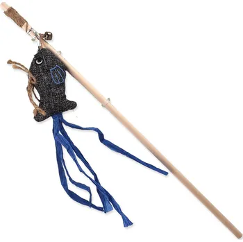 Hračka Magic Cat Natural Fun šidítko ryba s rolničkou a šantou kočičí šedá 40 cm