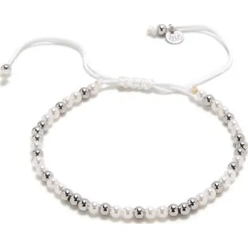 Náramek Stříbrný náramek šňůrka s perličkami