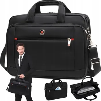 Pánská aktovka / taška na notebook, dokumenty, černá 40x30 cm - do ruky i přes rameno