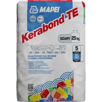 Průmyslové lepidlo Pružná cementová lepicí malta na dlažbu C1TE MAPEI KERABOND TE šedá 25 kg