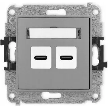 Elektrická zásuvka ICON Zásuvka USB duální 2xUSB C 20W max. šedá matná 27ICUSB-7