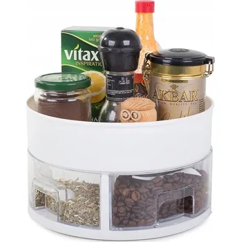 Drátěná police Otočná polička do kuchyně na koření bílá