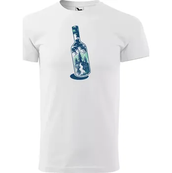 Pánské oblečení Sablio Tričko s potiskem Hory v láhvi - bílé L