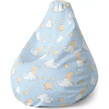 Sedací pytel Sablio Sedací vak Pear Měsíčky, hvězdičky a mráčky - 70 x 95 x 15 cm