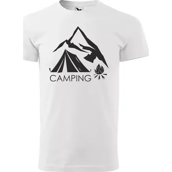 Sablio Tričko s potiskem Camping - bílé XL