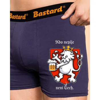 Trenýrky Bastard Kdo nepije, není Čech boxerky Blue Navy