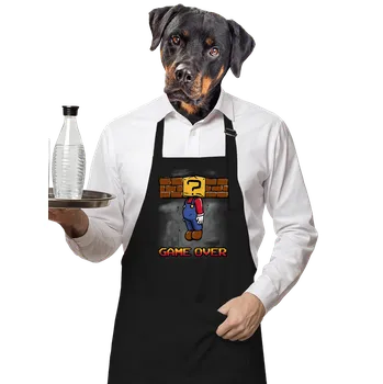 Kuchyňská zástěra Bastard Game over zástěra Black