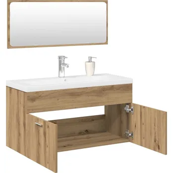 Koupelnový nábytek 3dílná koupelnová sestava dub artisan kompozitní dřevo Hnědá3328912