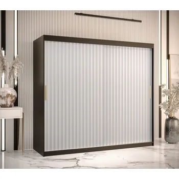 Šatní skříň Šatní skříň s posuvnými dveřmi Riflo Wave 1 200 - Abiks Meble Černý Mat / Bílý Mat 200x200 cm