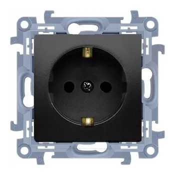 Elektrická zásuvka Simon 10 Zásuvka jednoduchá s uzemněním Schuko černá matná CGSZ1.01/49