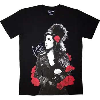 Amy Winehouse Tričko Rose Portrait Unisex Black S