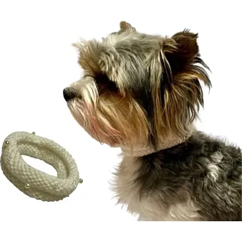 Obojek pro psa Bílý ozdobný obojek pro psy a kočky s perličkami (Ručně pletené doplňky pro psy)