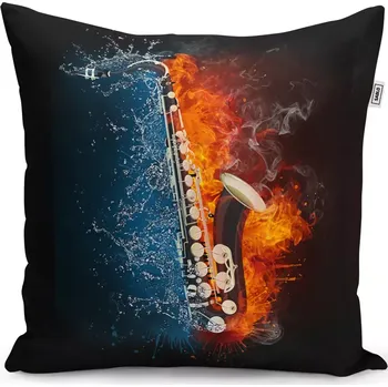 Polštář Sablio Polštář Ohnivý saxofon - 60x60 cm
