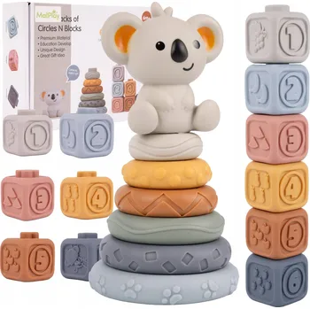 ostatní stavebnice Smyslové Gumové Měkké Stavebnice Hračky Kreativní Kousátka Pyramida Koala