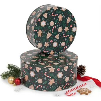 Obraz VÁNOČNÍ PLECHOVKA KRABIČKA 2 KS NA SUŠENKY PERNÍKY SLADKOSTI TYČINKY 20 cm