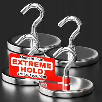 Věšák MAGNETICKÝ DRŽÁK HÁČEK 3,5 cm SILNÝ MAGNET VĚŠÁK NOSNOST AŽ 59 KG 4 KS