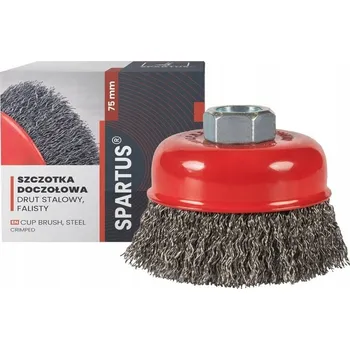 Drátěný kartáč Čelní kartáč 75 mm, ocelový vlnitý drát 0,3, závit M14, průměr 75 mm SPARTUS