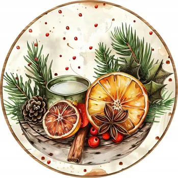 prostírání Vánoční prostírání pod talíře 4 ks, ozdobné koření, sušené ovoce ve věnci