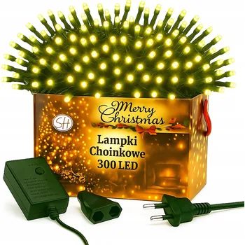 Vánoce VÁNOČNÍ OSVĚTLENÍ NA STROMEČEK 300 LED světýlek 230V 18m TEPLÁ BÍLÁ 8 režimů svícení vánoční