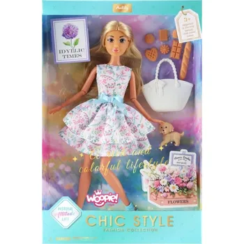 Panenka PANENKA LILY JARNÍ ŠATY KVĚTINY PEČIVO PŘÍSLUŠENSTVÍ PIKNIK KABELKA WOOPIE