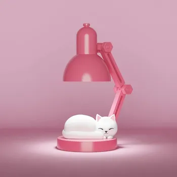 Lampička Malá roztomilá růžová mini noční lampa s kočkou pro děti - Mini Lamp Cat