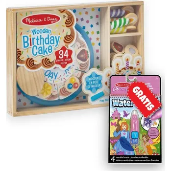Dřevěná hračka AKCE: Melissa & Doug narozeninový dort set + Water WOW kouzlení vodou pohádky ZDARMA