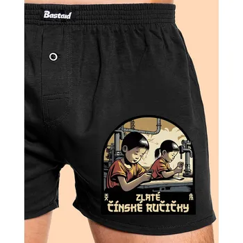 Trenýrky Bastard Zlaté čínské ručičky pánské trenky Black