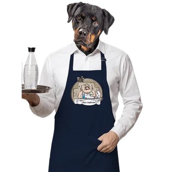 Kuchyňská zástěra Bastard Bílá myš zástěra Navy