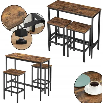 Jídelní set Jídelní set, barový stůl a 2 ks barové židle, ocelový rám