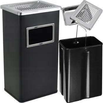 Odpadkový koš Popelník s košem nerezová ocel Metlex 30l stříbrný