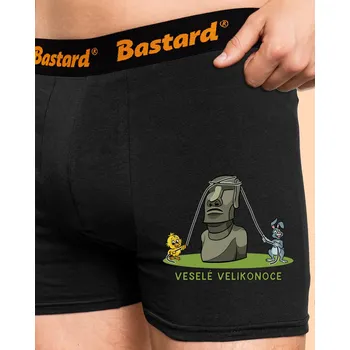 Trenýrky Bastard Velikonoční Moai boxerky Black